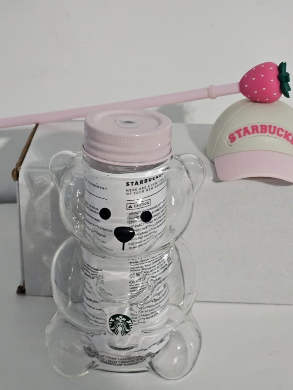 Starbucks Pink Bearista Bear Cup With Strawberry Topper Baseball Cup New 2026